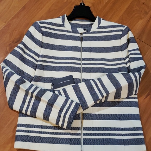 Tommy Hilfiger Women's Twill Striped Blazer Ivory - Picture 4 of 6